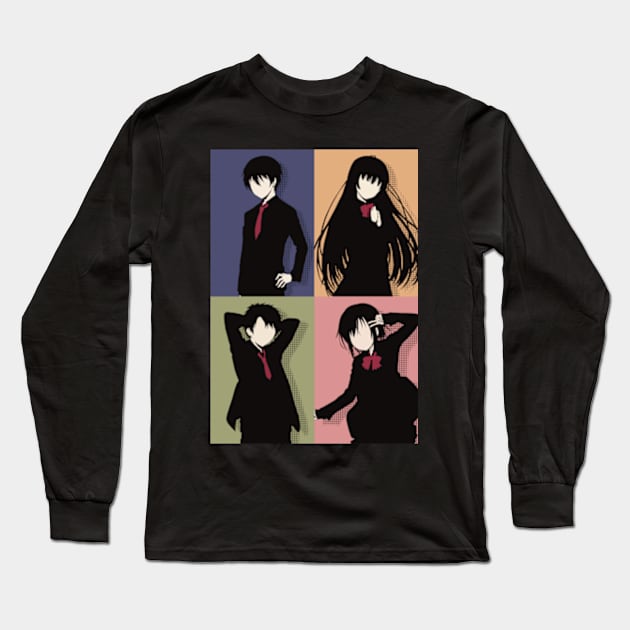 Angel Next Door Or Otonari No Tenshi All Anime Main Characters In Minimalist Retro Pop Art : Mahiru, Amane, Itsuki, And Chitose Long Sleeve T-Shirt by Animangapoi